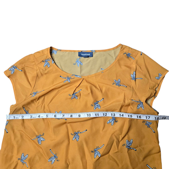 Modcloth Yellow Dragonfly Print Blouse Size: M - Picture 3 of 4